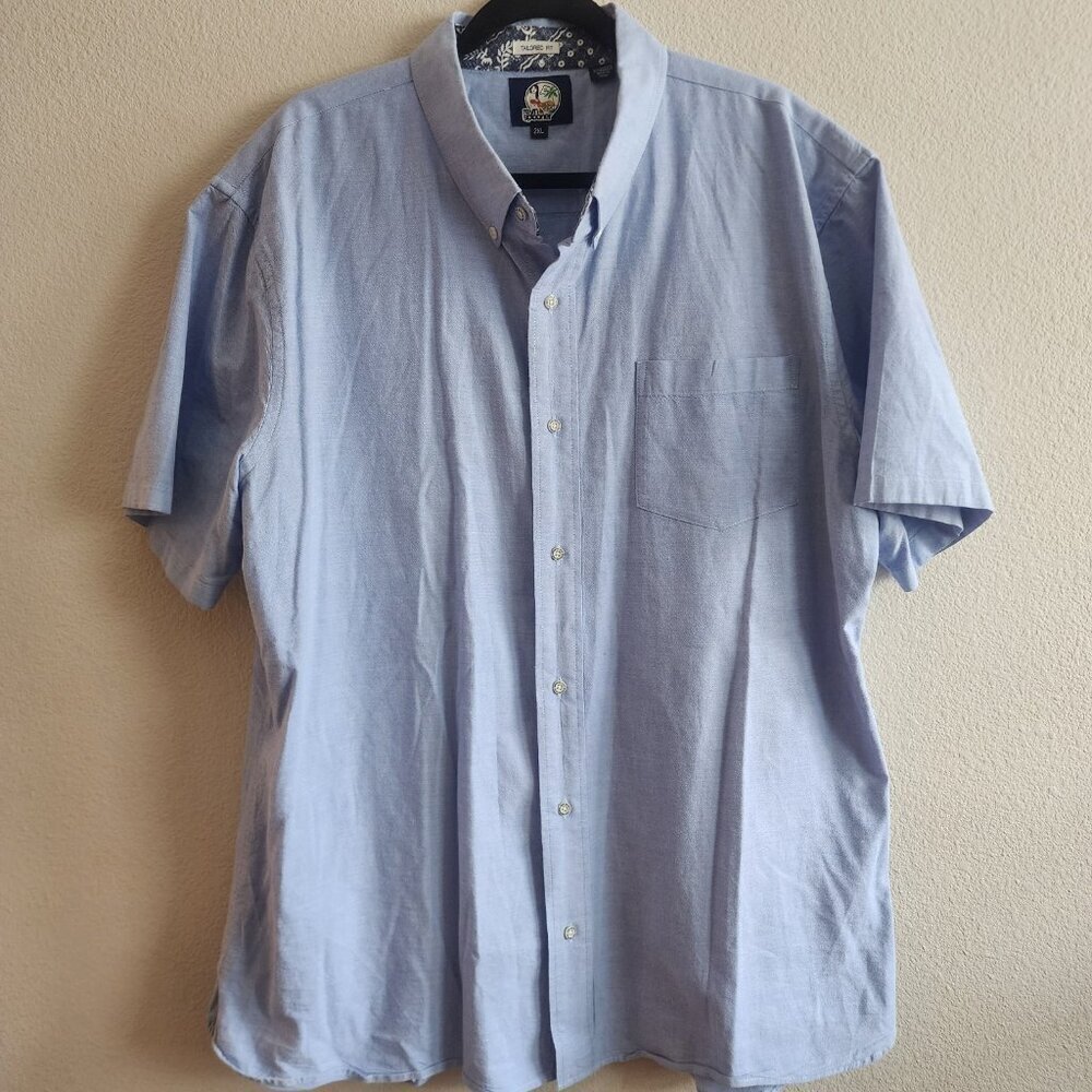 Reyn Spooner Mens Button Down Shirt Tailored Fit Short Sleeve Blue Size 2XL